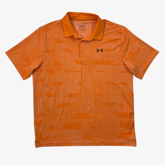 Under Armour Shirt Mens Extra Large Orange PlayOff Geo Jacquard Performance Polo - Picture 1 of 11